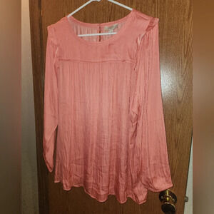 Loft Outlet Size Large Coral Pink Long Sleeve Blouse